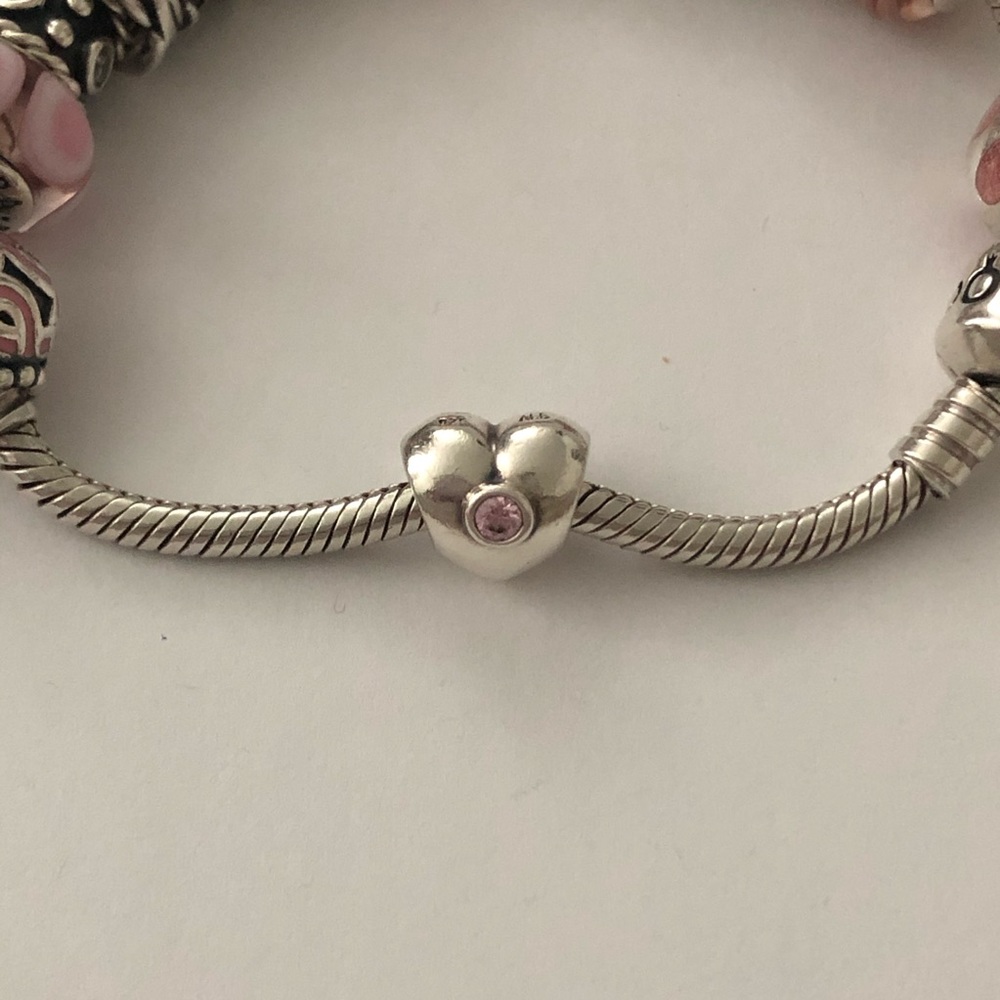💕3/$70 Pink cz 925 Silver Heart, PANDORA Charm - Picture 2 of 7